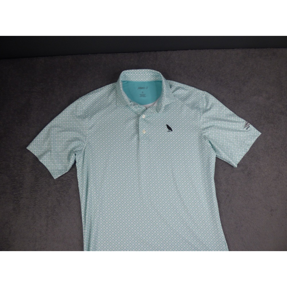 Johnnie-O Mens Small Blue Geometric Performance Golf Polo Shirt Short Sleeve